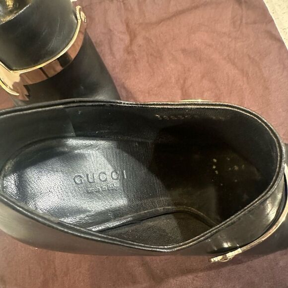 GUCCI Peeptoe Ankle Bootie with Gold Horsebit Zip Up Size 37 - Picture 4 of 13